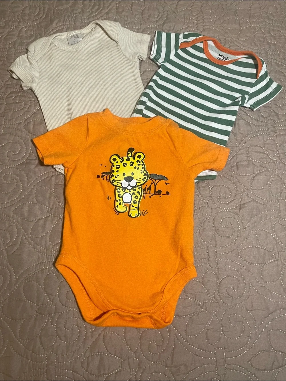 #88 Garanimals Gerber The Childrens Place 0-3M Cotton Safari Bodysuits 9 pc Lot